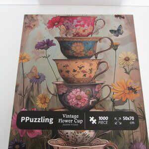 Vintage Flower Cup Puzzle for Adults 1000 Pieces by PPuzzling, EUC